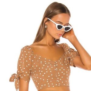 Tan polka dot crop top